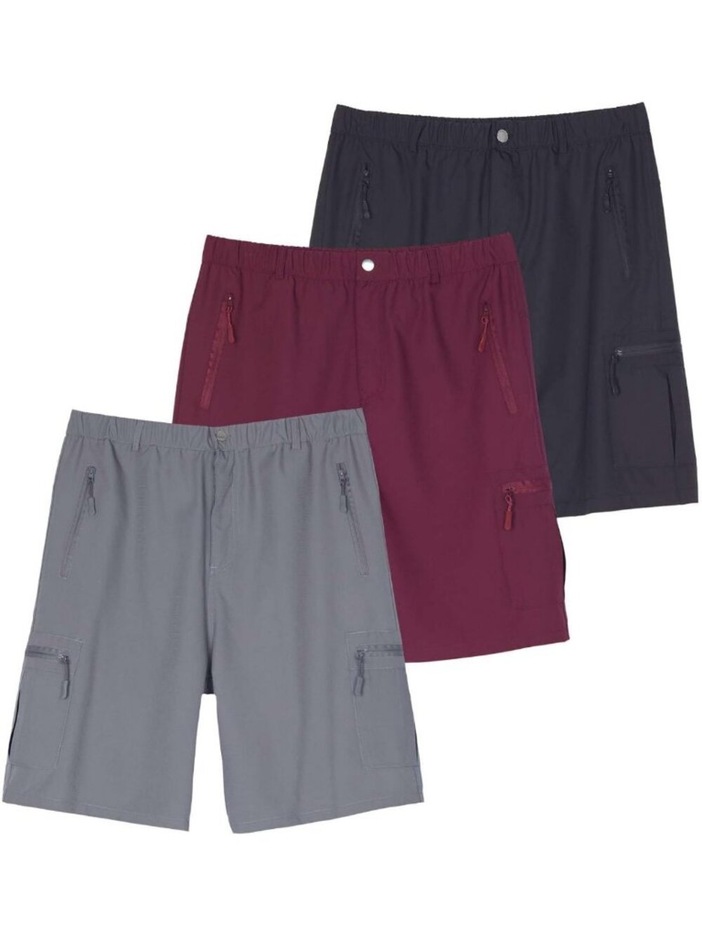 Men's Cargo Shorts 3-Pack - Quick Dry, Stretch, Hiking, Work, Golf & Fishing